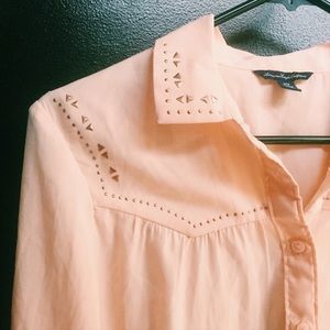 Sheer Pink American Eagle Button Down Blouse